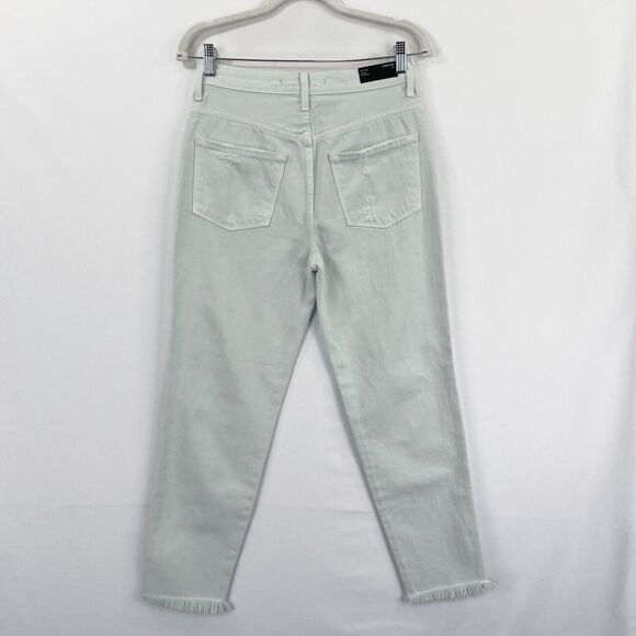 J Brand Jeans Womens 26 Green Straight Leg Frayed Hem High Rise Button Fly NWT - Picture 8 of 16